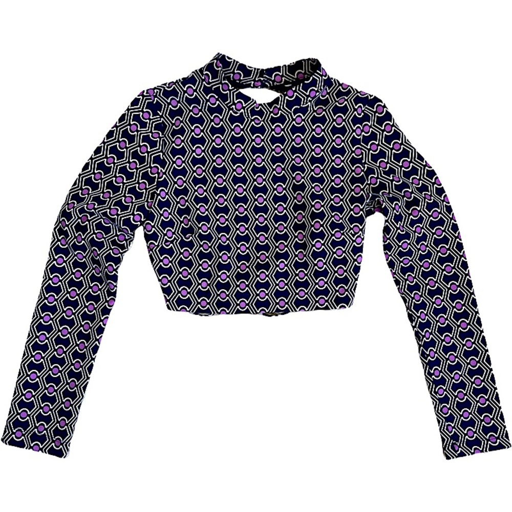 Zara Multicolored Geometric Print Open Back Crop Top Size M - Picture 4 of 5